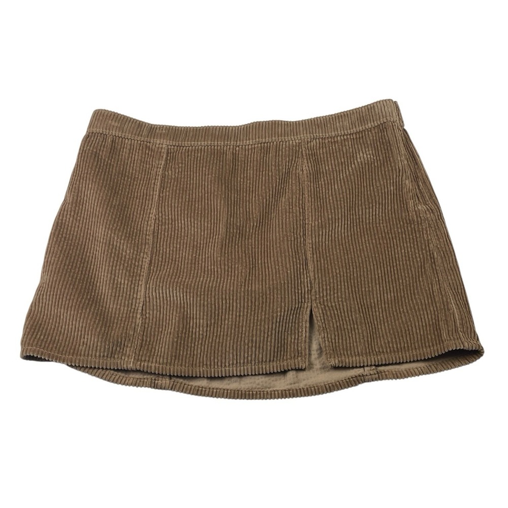 Aerie Tan Corduroy Mini Skirt Size Small Side Zip Preppy Neutral Fall Y2K style